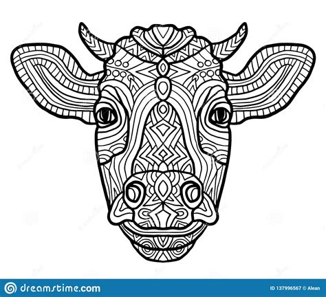 Relive it with farm animal coloring page's virtual varmits. Adult Coloring Page Cow. Zen Art Style. Zoo Animal Ethnic ...