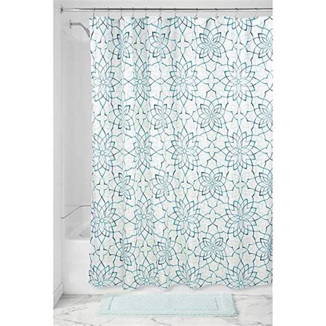 Interdesign Kenzie Floral Fabric Shower Curtain 72 X 72 Deep Teal