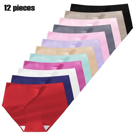 12pcs lce silk seamless underwear women s panties sexy comfortable breathable low waist briefs