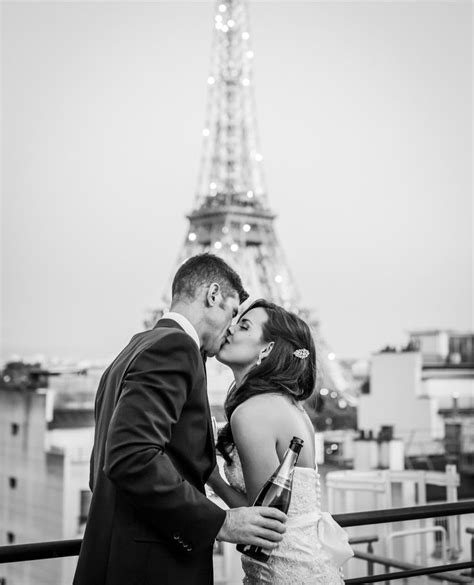 Wedding Kiss On Shangrila Eiffel Tower View Terrace Paris Wedding