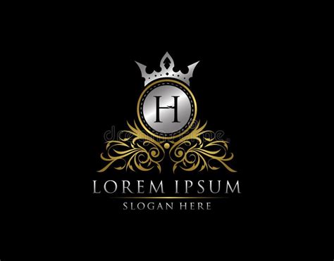 Luxury Boutique H Letter Logo Royal Circle Gold Crown H Elegant Bagde