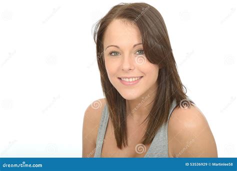 Close Up Portrait Of A Happy Pleased Smiling Attractive Young Woman