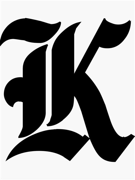 K Old English Font Lettering Sticker For Sale By Drayziken Redbubble