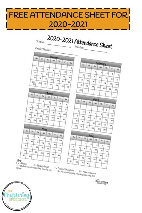 Attendance Calendar Form 2021 Free Example Calendar Printable