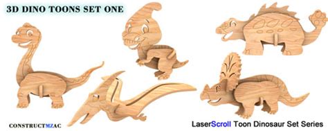 3d Pattern Toon Dinosaurs Laser Cut