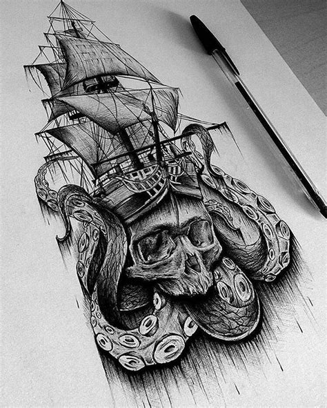 Pin By Lucas Eduardo On Art Nautical Tattoo Pirate Ship Tattoos Pirate Tattoo