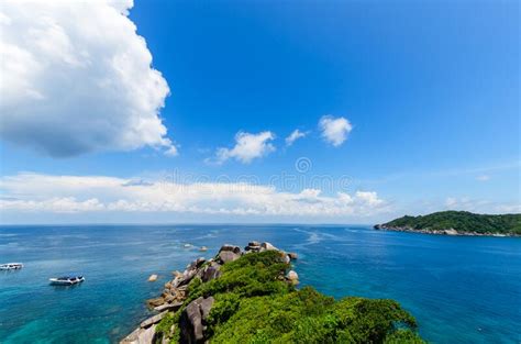 Panoramic View Of Koh8 Similan Island With White Cloud And Blue Sky