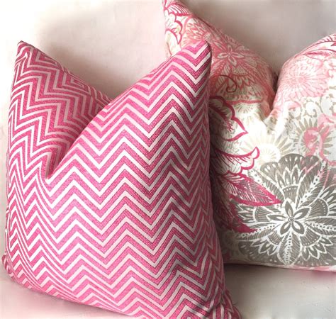 Pink Chevron Throw Pillow Hot Pink Geometric Pillow Covers