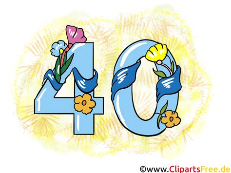 Glückwunsch 40 Jahre - Clipart, Grusskarte ...