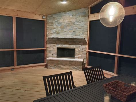 Screened Porch With Corner Fireplace By Chicagoland Porch Builder