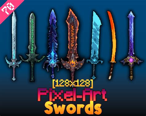 Pixel Art Swords 128x128 By King Game Assets