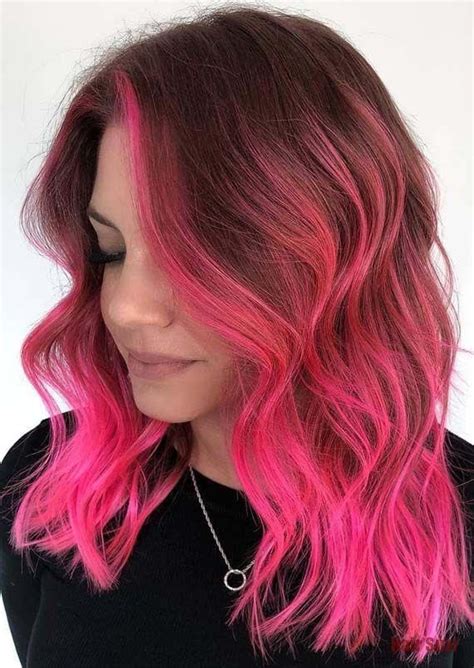 Fresh Pink Hair Color Shades With Dark Roots In 2019 Hair Color Shades