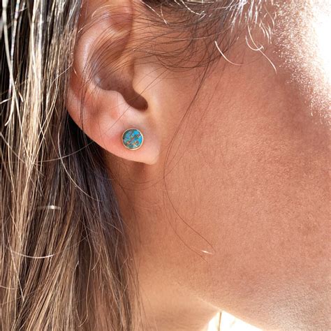 Sterling Silver And Turquoise Stud Earrings By Gaamaa