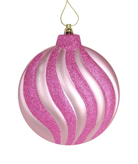 6ct Matte Bubblegum Pink Swirl Shatterproof Christmas Disc Ornaments 6 25 With Images Pink