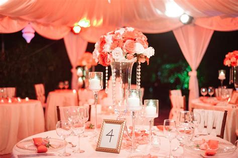 Coral And Cream Wedding Reception With Gold Accents Wilgrant