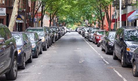 Cars Parked Along Both Sides Of A Manhattan Street Street Manhattan