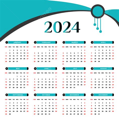 Diseño De Calendario 2024 Con Estilo Geométrico Negro Y Verde Vector