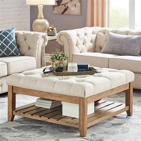 Antique brown leather round button tufted coffee table ottoman not an inch was spared when we tuf. HomeVance Tufted Upholstered Coffee Table | Kohls in 2020 ...
