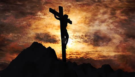 Jesus Christ Crucified On The Cross At Calvary Hill Stock Photo Image