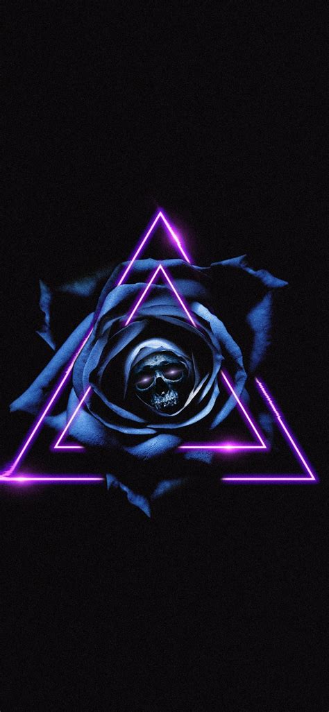 Skull Dark Triangles Blue Rose Art Wallpaper Rose Art