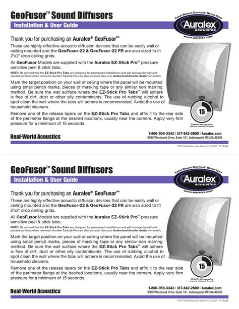 Auralex Geofusor 22 Installation And User Manual Pdf Download Manualslib
