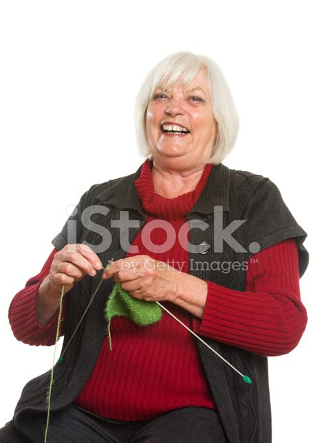 Senior Caucasian Woman Knitting Stock Photo Royalty Free Freeimages