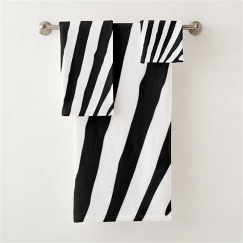 Black And White Zebra Animal Print Bath Towel Set Zazzle White