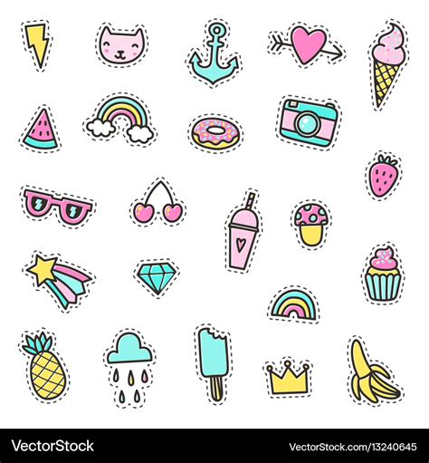 Set Of Cute Pins Stickers Objects Royalty Free Vector Image