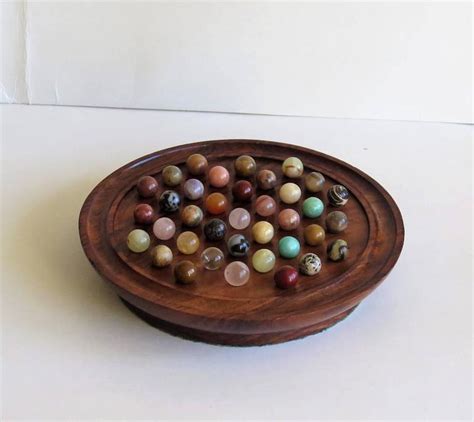 19th Century Solitaire Marble Board Game 37 Early Handmade Marbles