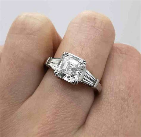 180ct Asscher Cut Diamond Ring With Tapered Baguette Shoulders