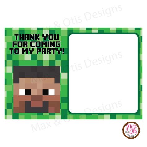 Printable Thank You Card Minecraft Steve Editable Pdf Max And Otis