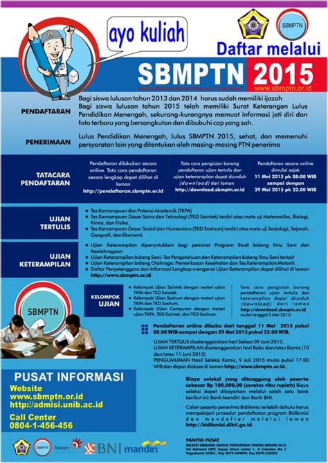 Daya tampung sbmptn unja dan peminat unja universitas jambi. POSTER SBMPTN ….. AYO KULIAH ! | UNIVERSITAS BENGKULU