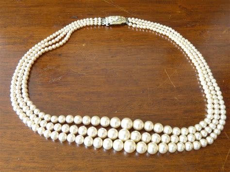 Vintage Three Stranded Simulated Pearl Necklace By Lotus Anything In Particular