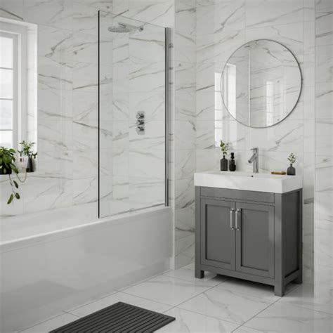 Anguilla White Gloss Marble Wall Bathroom Tiles 250 X 500mm