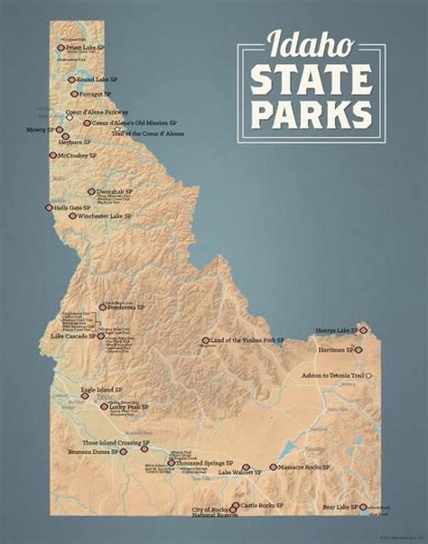Idaho State Parks Map 11x14 Print Etsy State Parks Idaho State