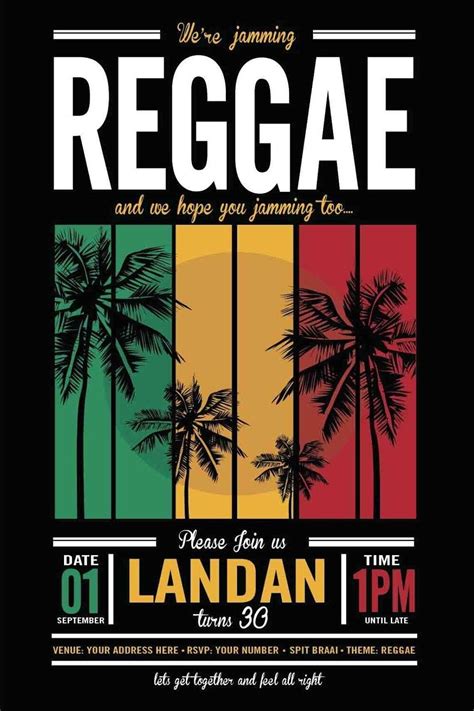 Reggae Birthday Invitation Jamaican Party Reggae Rasta Party