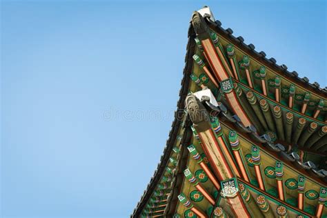 Traditional Korean Decor Roof Of Village House In Palace Seoul South