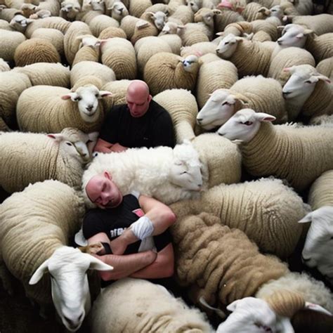 Half Sheep Half Human Surrounded By 1000 Sleeping Ba Openart