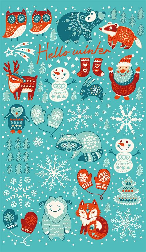 Christmas Collection With Cute Characters And Graphic Elementsthis