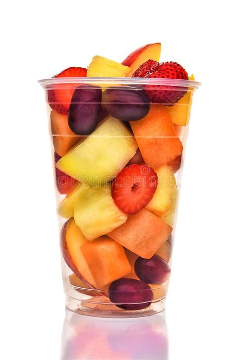 Cup Of Fresh Cut Fruit Stock Photo Image Of Reflection 166780400