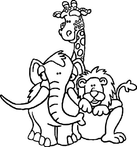 Three Zoo Animal Coloring Page