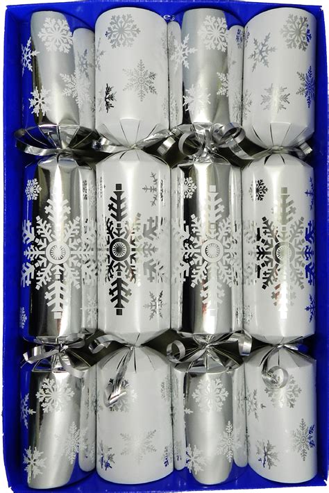 Set Of 4 Luxury Christmas Crackers With Little Glass Santas Assorted