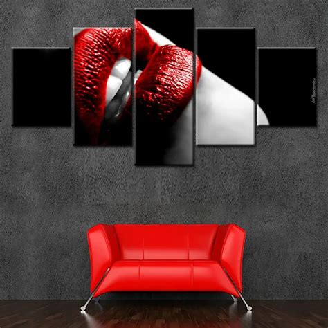 Woman Sexy Red Lips Poster Wall Art Canvas Painting Nordic Wall Pictures For Living Room Or