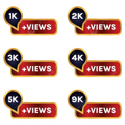 Transparent Youtube Views Celebration Banner 1k To 9k Set One Thousand