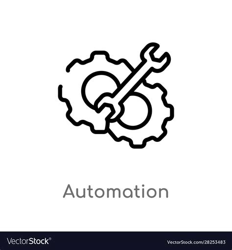 Outline Automation Icon Isolated Black Simple Vector Image