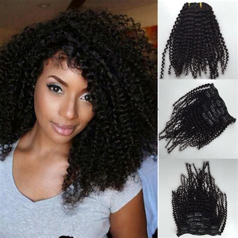 Kinky Curly Clip In Hair Extensions Natural Hair 4b 4c African American