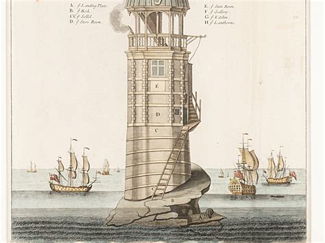 1698 Engraving Winstanley First Eddystone Lighthouse By Johnston