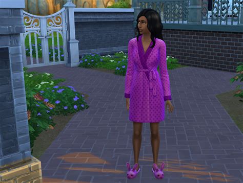 My Sims 4 Blog Purple Polka Dot Bathrobe And Bunny Slipper Set By Sydney