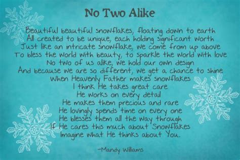 No Two Alike Snowflake Poem Snowflake Poem Snowflake Quote