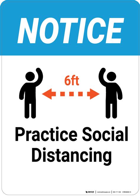 Notice Practice Social Distancing Wall Sign Creative Safety Supply